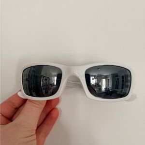 White Frame Mirrored Lens Oakley (4+1)2 Five Squared Sunglasses